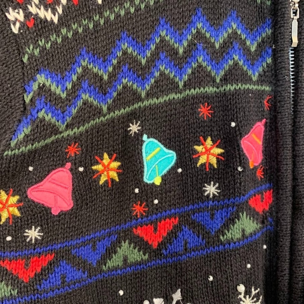 Vtg Designers Originals Studio Christmas Snowman Sweater Knit Full Zip Women's M - Picture 4 of 13